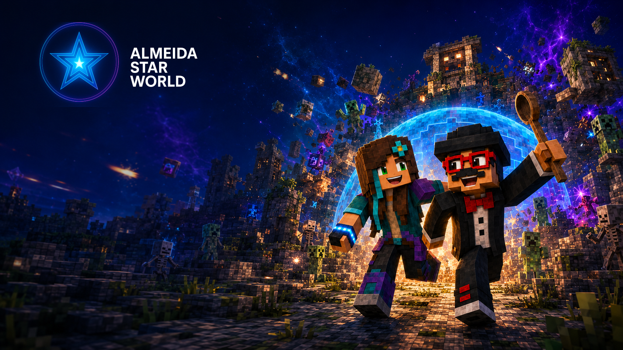Luna and Barba Louco before the Almeida Star World symbol