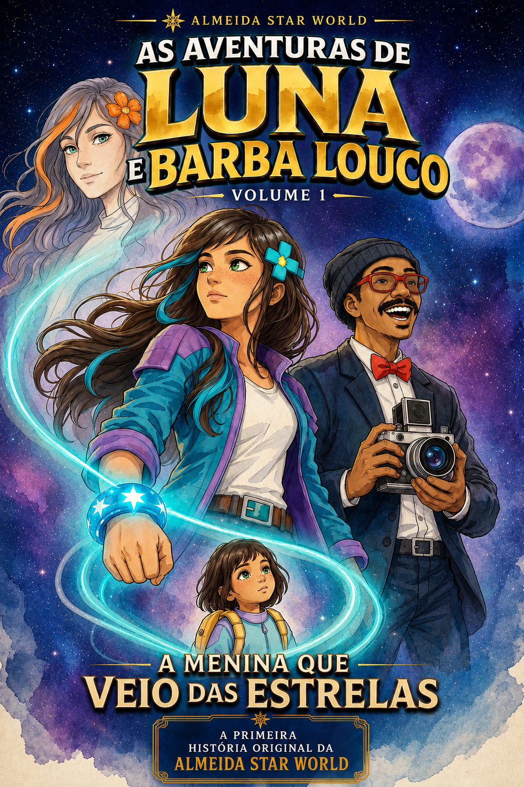 Capa oficial de A Menina que Veio das Estrelas, Volume 1 de As Aventuras de Luna e Barba Louco
